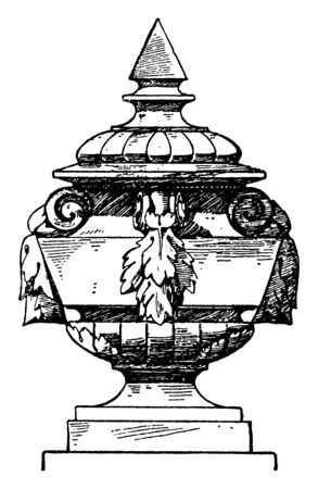 Finial Modern French Vase, attics, doorposts, France, ministry of war, modern vase, vintage line drawing or engraving illustration.のイラスト素材