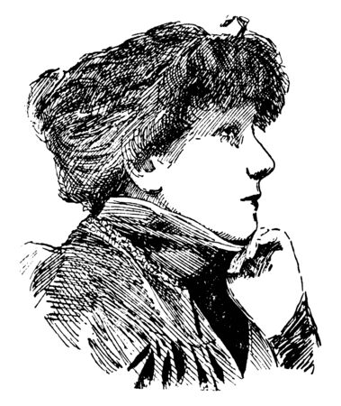 Sarah Bernhardt, 1844-1923, she was a famous French stage actress, vintage line drawing or engraving illustrationのイラスト素材