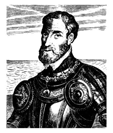 Charles V, 1500-1558, he was the Holy Roman Emperor, the king of Spain, and the emperor of Germany, vintage line drawing or engraving illustrationのイラスト素材