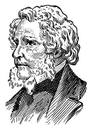 Earl of Derby, Edward, fourteenth Earl of Derby, 1799-1869, he was a British statesman and prime minister of the United Kingdom, vintage line drawing or engraving illustrationのイラスト素材