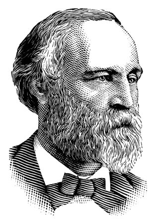 Henry L. Dawes, 1816-1903, he was a republican United States senator and United States representative from Massachusetts, famous for the Dawes Act, vintage line drawing or engraving illustrationのイラスト素材