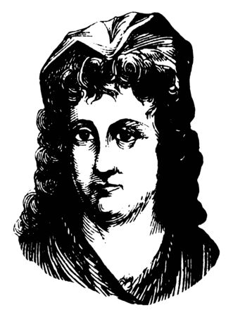 Sarah Bache, 1744-1808, she was a leader in relief work during the American revolutionary war, vintage line drawing or engraving illustrationのイラスト素材