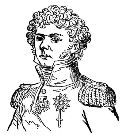 Bernadotte, 1764-1844, he was a famous French general, vintage line drawing or engraving illustrationのイラスト素材