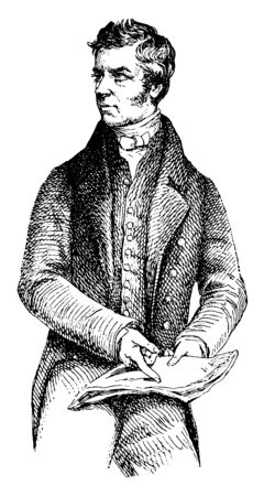Lord Henry Brougham, 1778-1868, he was a British statesman, writer, scientist, lawyer, abolitionist and Lord chancellor of Great Britain, vintage line drawing or engraving illustrationのイラスト素材