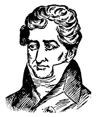 Georges Cuvier, 1769-1832, he was a French naturalist and zoologist, famous as the Father of Palaeontology, vintage line drawing or engraving illustrationのイラスト素材
