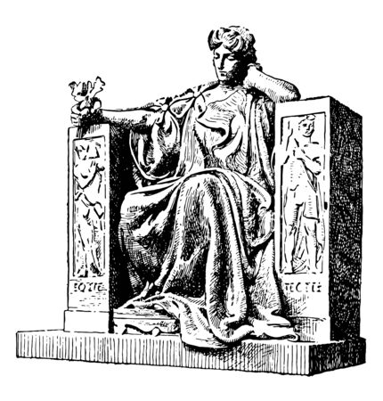 Memory was american sculpture in French, vintage line drawing or engraving illustration.のイラスト素材