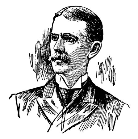 Henry Van Dyke, he was an American poet, essayist and educator, vintage line drawing or engraving illustrationのイラスト素材