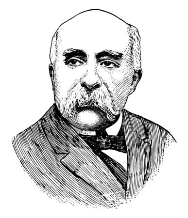 Georges Clmenceau, 1841-1929, he was a French politician, physician,  journalist, prime minister of France during the first world war, and leader of the radical party, vintage line drawing or engraving illustrationのイラスト素材