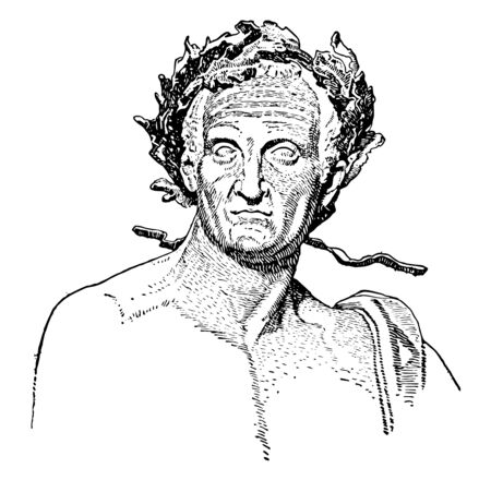 Nerva, 30 AD-98 AD, he was Roman emperor from 96 to 98, vintage line drawing or engraving illustrationのイラスト素材