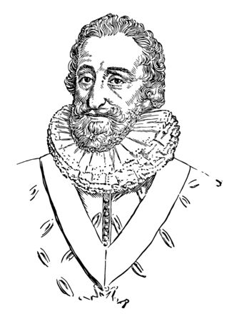 Henry IV of France, 1553-1610, he was the king of France from 1589 to 1610 and the first French monarch of the House of Bourbon, vintage line drawing or engraving illustrationのイラスト素材