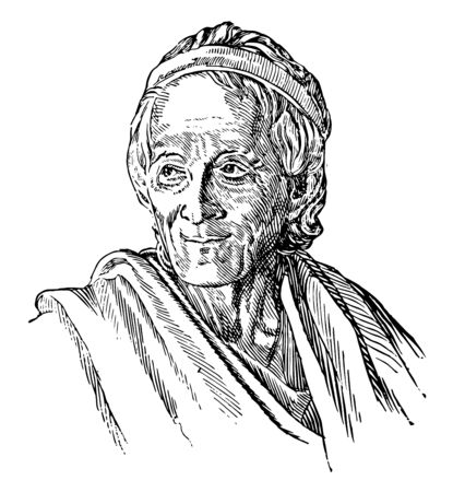 Voltaire, 1694-1778, he was a French Enlightenment writer, historian, and philosopher, vintage line drawing or engraving illustrationのイラスト素材