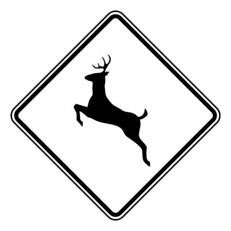 Black and White Deer Crossing signs should be used only at locations where the crossing activity is unexpected, vintage line drawing or engraving illustration.のイラスト素材