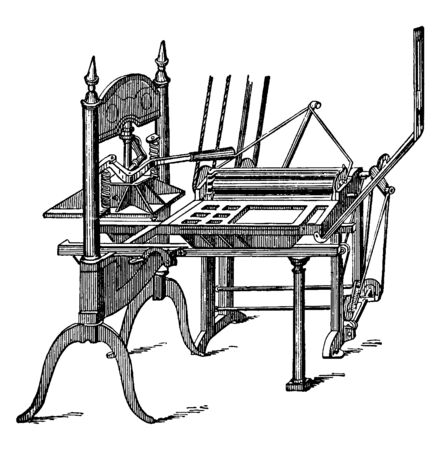 This illustration represents Washington Press which is used in the United States, vintage line drawing or engraving illustration.のイラスト素材