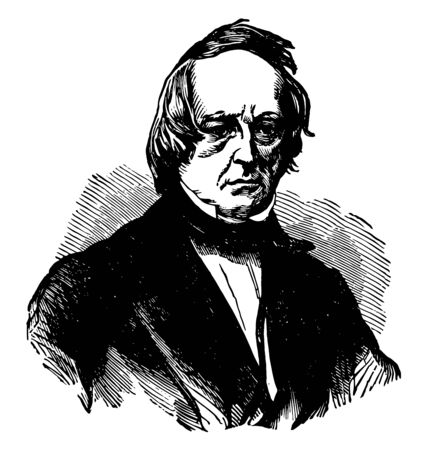 John Slidell, 1793-1871, he was an American politician, lawyer, businessman, and United States senator from Louisiana, vintage line drawing or engraving illustrationのイラスト素材