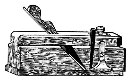 This illustration represents Side Plane which is used to smooth or reduce wood to a true plane, vintage line drawing or engraving illustration.のイラスト素材