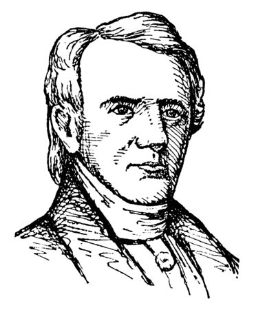 William King, 1768-1852, he was an American merchant, army officer, statesman and first governor of Maine, vintage line drawing or engraving illustrationのイラスト素材