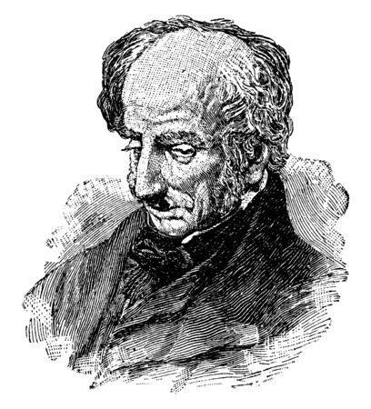 William Wordsworth, 1770-1850, he was a major English Romantic poet, vintage line drawing or engraving illustrationのイラスト素材