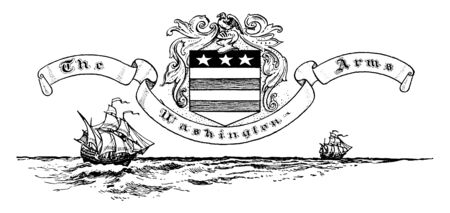 Crest of the Washington Arms, vintage line drawing or engraving illustration.のイラスト素材