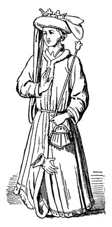 King Richard II, 1367-1400, he was the king of England from 1377 to 1399, vintage line drawing or engraving illustrationのイラスト素材