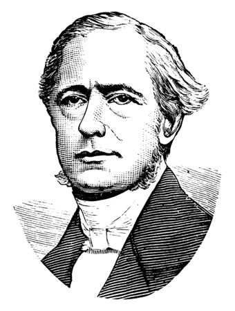 Isaac Pitman, 1813-1897, he was an educator and inventor of the Pitman system of shorthand writing, vintage line drawing or engraving illustrationのイラスト素材