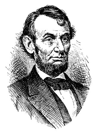 Abraham Lincoln, 1809-1865, he was an American statesman, lawyer and the sixteenth president of the United States from 1861 to 1865, vintage line drawing or engraving illustrationのイラスト素材