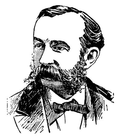 Daniel Coit Gilman, 1831-1908, he  was an American educator and academic, third president of the University of California, and  first president of Johns Hopkins University, vintage line drawing or engraving illustrationのイラスト素材