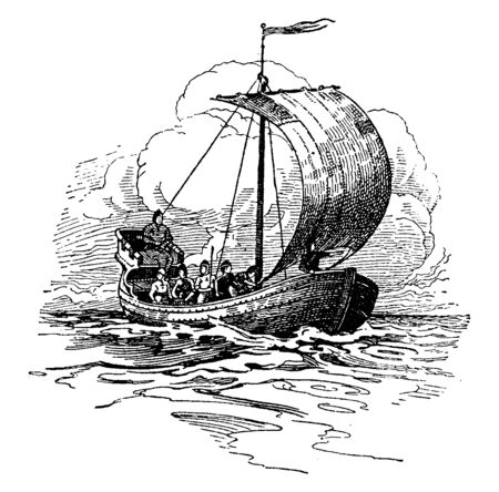 Hanseatic Ship is a five star cruise ship owned by the Hapag Lloyd cruise line, vintage line drawing or engraving illustration.のイラスト素材