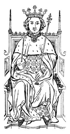 Richard II, 1367-1400, he was the king of England from 1377 to 1399, vintage line drawing or engraving illustrationのイラスト素材