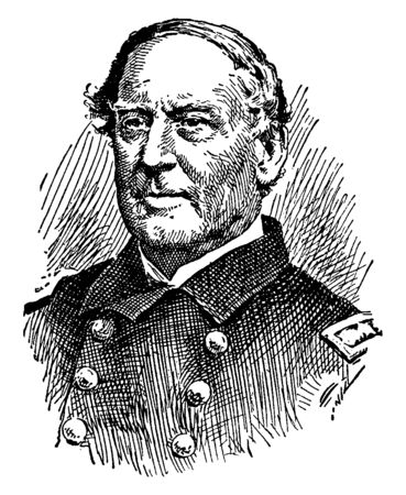 Admiral David G. Farragut, 1801-1870, he was a flag officer of the United States Navy during the American civil war, first rear admiral, vice admiral and admiral in the United States Navy, vintage line drawing or engraving illustrationのイラスト素材