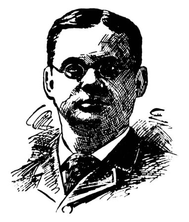 William Rainey Harper, 1856-1906, he was an American academic leader, the first president of the University of Chicago and Bradley University, vintage line drawing or engraving illustrationのイラスト素材