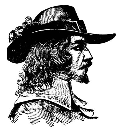 Roger Williams, 1603-1683, he was an English theologian and co-founder of Rhode Island, vintage line drawing or engraving illustrationのイラスト素材