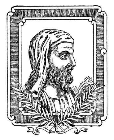 Plutarch, he  was a Greek biographer and essayist, vintage line drawing or engraving illustrationのイラスト素材