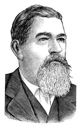 A. J. Streeter, he was candidate for president on the union labour ticket in 1888, vintage line drawing or engraving illustrationのイラスト素材