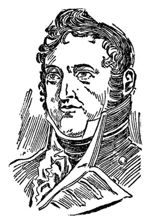 James Lawrence, 1781-1813, he was an American naval officer, vintage line drawing or engraving illustrationのイラスト素材