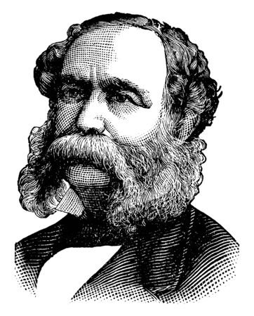 Wade Hampton, 1818-1902, he was United States senator from South Carolina and governor of South Carolina, vintage line drawing or engraving illustrationのイラスト素材