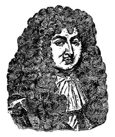 Louis XIV, 1638-1715, he was a monarch of the house of bourbon, the king of France from 1643 to 1715, vintage line drawing or engraving illustrationのイラスト素材