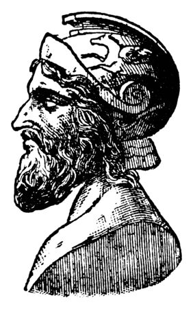 Miltiades, c. 550-489 BC, he was an Athenian statesman, vintage line drawing or engraving illustrationのイラスト素材