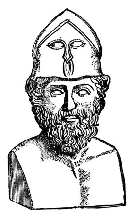 Themistocles, he was an Athenian politician and general, vintage line drawing or engraving illustrationのイラスト素材