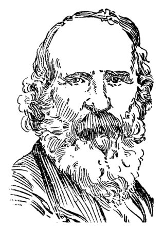 William Page, 1811-1885, he was an American painter and portrait artist, vintage line drawing or engraving illustrationのイラスト素材
