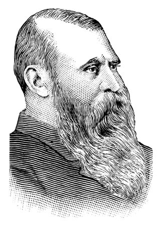 Herr Johann Most, 1846-1906, he was a German-American anarchist politician, newspaper editor, and orator, vintage line drawing or engraving illustrationのイラスト素材