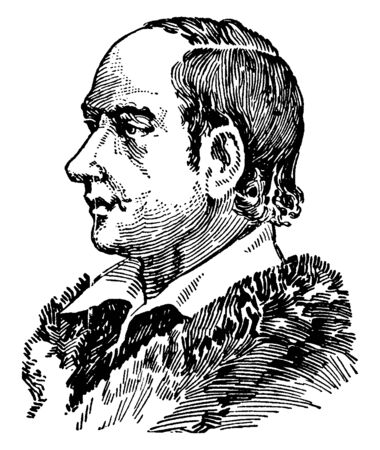 Oliver Goldsmith, 1728-1744, he was an Irish novelist, playwright and poet, famous for his novel The Vicar of Wakefield and his pastoral poem The Deserted Village, vintage line drawing or engraving illustrationのイラスト素材