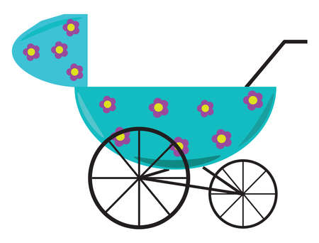 Baby stroller, illustration, vector on white background.のイラスト素材