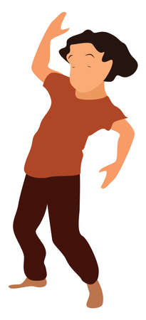 Girl with orange shirt, illustration, vector on white background.のイラスト素材