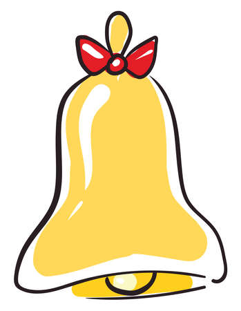 Gold bell, illustration, vector on white background.のイラスト素材
