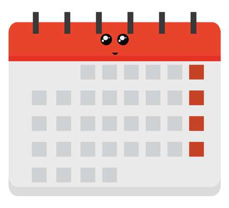 Cute calendar, illustration, vector on white background.のイラスト素材