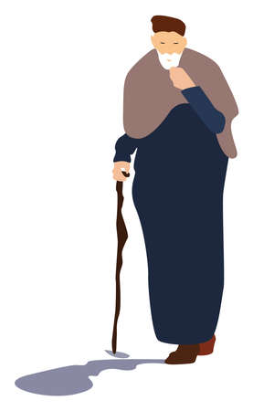 Elder man, illustration, vector on white background.のイラスト素材