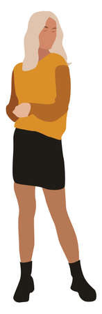 Girl with white hair, illustration, vector on white background.のイラスト素材