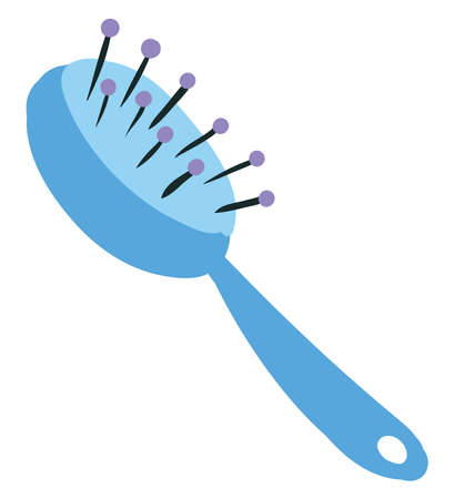 Blue hairbrush, illustration, vector on white background.のイラスト素材