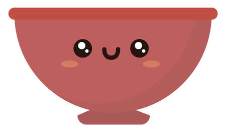 Pink bowl, illustration, vector on white background.のイラスト素材