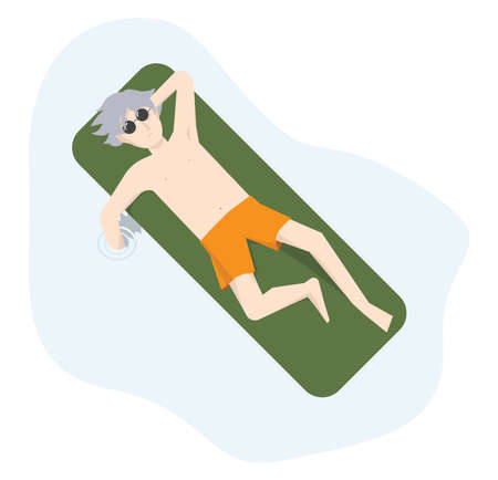 Boy on water, illustration, vector on white background.のイラスト素材